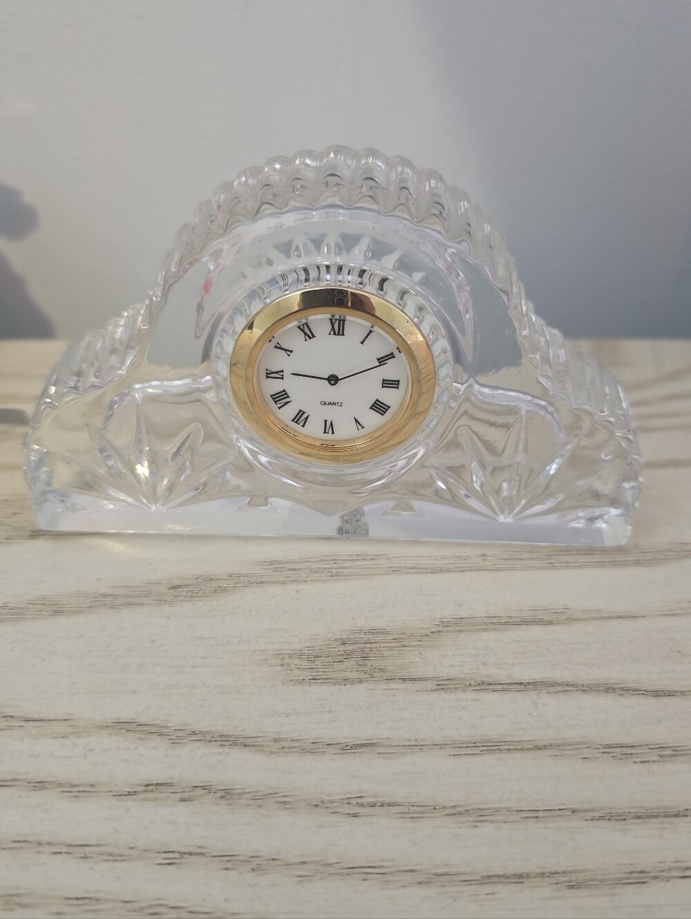 Princess House Vintage Clear Crystal Mantel Clock with Gold Trim